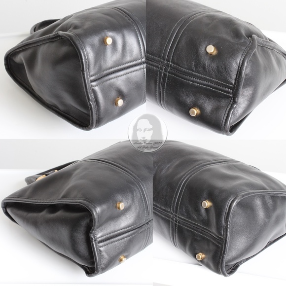 Morris Moskowitz Tote Bag Black Leather Satchel Retro Vintage 60s Handbag - Picture 9 of 13